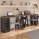 Conjunto 2 Escrivaninhas Modernas Spirit com Gavetas e Prateleiras 1720cm Nogal E Preto