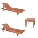 Conjunto 2 Espreguiçadeiras e 1 Mesinha de Centro para Jardim em Madeira Maciça Conjunto 2 Espreguiçadeiras e 1 Mesinha de Centro para Jardim em Madeira Maciça