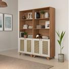 Conjunto 2 Estantes Multiuso Livros 140cm Palhinha Marrom