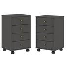 Conjunto 2 Gaveteiros Com Rodízios Lion Mitchell Grafito Conjunto 2 Gaveteiros Com Rodízios Lion Mitchell Grafito