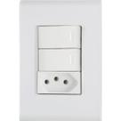 Conjunto 2 interruptor simples + 1 tomada 2p+t 20a tramontina liz com placa