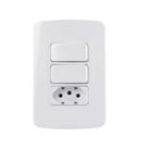 Conjunto 2 Interruptor Simples + Tomada 20A 4x2 B3 MarGirius Conjunto 2 Interruptor Simples + Tomada 20A 4x2 B3 MarGirius