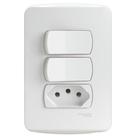 Conjunto 2 Interruptores Simples + 1 Tomada 2 Pinos + Terra 10 Amperes 250 Volts - S3B69050 - SCHNEIDER