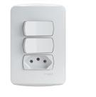 Conjunto 2 Interruptores Simples + 1 Tomada 2P+T 10A 250V Miluz Schneider S3B69050 Conjunto 2 Interruptores Simples + 1 Tomada 2P+T 10A 250V Miluz Schneider S3B69050