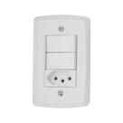 Conjunto 2 Interruptores Simples + Tomada 10a - Linha Lux2 - Tramontina