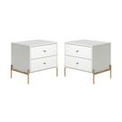Conjunto 2 Mesa de Cabeceira 2 Gavetas Jasper Branco Gloss
