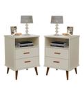 Conjunto 2 Mesa de Cabeceira 2 Gavetas Pés Retro - ITÁLIA - CM