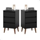 Conjunto 2 Mesa de Cabeceira Escrivaninha Decorativa Retro Wood Gavetas e Nicho EJ Cores Conjunto 2 Mesa de Cabeceira Escrivaninha Decorativa Retro Wood Gavetas e Nicho EJ Cores