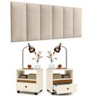 Conjunto 2 Mesa de Cabeceira Mudo E Cabeceira Estofada Cama Casal