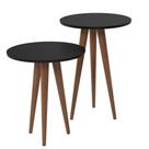 Conjunto 2 Mesas Apoio Canto e Lateral Slim Patrimar MDF Redonda