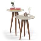 Conjunto 2 Mesas Apoio e Lateral Slim Patrimar Off White