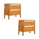 Conjunto 2 Mesas Cabeceira Verona 2 Gavetas Pés Madeira Design para Quarto Atual - Nature/off-white Conjunto 2 Mesas Cabeceira Verona 2 Gavetas Pés Madeira Design para Quarto Atual - Nature/off-white