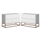 Conjunto 2 Mesas De Apoio De Cabeceira Eros 60cm Base Metálica Cobre Para Quarto Moderno COR:BRANCO