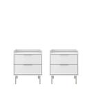 Conjunto 2 Mesas de Cabeceira 2 Gavetas com LED Yves 53 cm - Branco Fosco c/ Champanhe