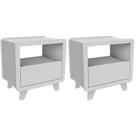 Conjunto 2 Mesas de Cabeceira 55cm com Gaveta e Nicho 100% Mdf Padrão Planejados Mabel Branco