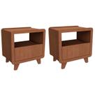 Conjunto 2 Mesas de Cabeceira 55cm com Gaveta e Nicho 100% Mdf Padrão Planejados Mabel Marrom Castanho
