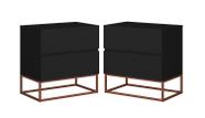 Conjunto 2 Mesas de Cabeceira Estilo Industrial 2 Gavetas Eros 45 Base Cobre