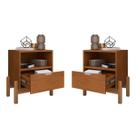 Conjunto 2 Mesas De Cabeceira Quarto Mini Cômoda Antares 1 Gaveta e 1 Nicho - Cedro