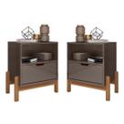 Conjunto 2 Mesas De Cabeceira Quarto Mini Cômoda Antares 1 Gaveta e 1 Nicho - Cinza