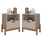 Conjunto 2 Mesas De Cabeceira Quarto Mini Cômoda Antares 1 Gaveta e 1 Nicho - Offwhite