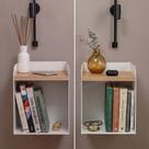 Conjunto 2 Mesas de Cabeceira Suspensa 20cm em Aço Nicho de Parede para Quarto Minimalista - Branca