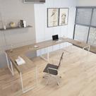 Conjunto 2 Mesas de Escritório em L Estilo 1,50mx1, Kuadra 150cm Nogal E Branco