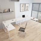 Conjunto 2 Mesas de Escritório em L Estilo 1,50mx1, Kuadra 150cm Snow E Branco Chess
