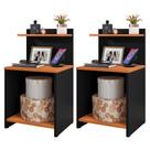 Conjunto 2 Mesinhas Lateral Cama Nicho Decoração Mesa Cabeceira Prateleira Suspensa Organizadora Quarto - RPM Móveis