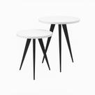 Conjunto 2 Mesinhas Lateral Canto Sala Quarto Redonda P.B FS
