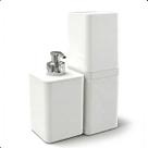Conjunto 2 Peças Acessórios Banheiro Dispenser de Sabão Líquido e Porta Escovas de Dentes Branco Conjunto 2 Peças Acessórios Banheiro Dispenser de Sabão Líquido e Porta Escovas de Dentes Branco