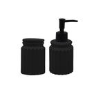 Conjunto 2 Peças Banheiro de Cerâmica Stripes Preto Lyor