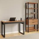 Conjunto 2 Peças com Escrivaninha 1 Gaveta 118cm e Estante Torre 2 Gavetas 100% MDF Freijó Preto