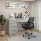 Conjunto 2 Peças com Escrivaninha 100% MDF Berlim e Cadeira Escritório Diretor Giratória Yescasa Cinza/Off White/Preto Conjunto 2 Peças com Escrivaninha 100% MDF Berlim e Cadeira Escritório Diretor Giratória Yescasa Cinza/Off White/Preto