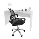Conjunto 2 Peças com Escrivaninha 127cm com Cadeira de Escritório Diretor Tela Mesh Branco Conjunto 2 Peças com Escrivaninha 127cm com Cadeira de Escritório Diretor Tela Mesh Branco