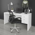 Conjunto 2 Peças com Escrivaninha 3 Gavetas com Cadeira de Escritório Diretor Tela Mesh Branco