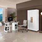 Conjunto 2 Peças com Escrivaninha Cavalete e Armário Multiuso 100% MDF com Chave Branco