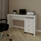 Conjunto 2 Peças com Escrivaninha Mesa Escritório ME4135 e Gaveteiro ME4108 127cm Branco