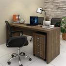 Conjunto 2 Peças com Escrivaninha Mesa Escritório ME4185 e Gaveteiro ME4108 180cm Nogal