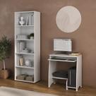 Conjunto 2 Peças com Escrivaninha para Computador Pixel e Estante para Livros com 5 Prateleiras Branco