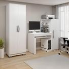 Conjunto 2 Peças com Mesa para Computador Escrivaninha e Armário Multiuso 2 Portas Natal Branca Fosco