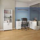 Conjunto 2 Peças com Mesa para Escritório em L e Armário Multiuso Alto Aberto Espresso Móveis
