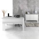Conjunto 2 Peças com Mesa para Escritório em L e Armário Multiuso Baixo Branco