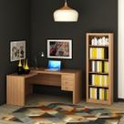 Conjunto 2 Peças com Mesa para Escritório em L e Estante Livreiro
