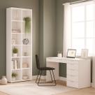 Conjunto 2 Peças Escrivaninha 120 Cm 7 Gavetas com Estante Multiuso 12 Nichos Caracol Branco