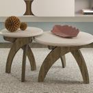 Conjunto 2 Peças Sala Estar Apoio e Mesa de Centro Jade Marrom Pinho/Off White Conjunto 2 Peças Sala Estar Apoio e Mesa de Centro Jade Marrom Pinho/Off White