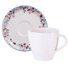Conjunto 2 Peças Xícara e Pires Chá Café 200ml em Porcelana Tramontina Aura Floral