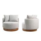 Conjunto 2 Poltronas Base Giratória e Estofada com Almofadas Decorativas Vilani Yescasa Marrom/Cinza Claro