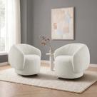 Conjunto 2 Poltronas Base Giratória e Estofada Ivy Yescasa Bege Claro