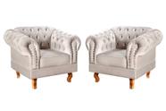 Conjunto 2 Poltronas Chesterfield Dom Pedro Decoração Sala Recepção Retrô Bege Claro Conjunto 2 Poltronas Chesterfield Dom Pedro Decoração Sala Recepção Retrô Bege Claro