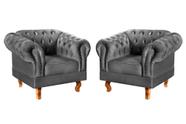 Conjunto 2 Poltronas Chesterfield Dom Pedro Decoração Sala Recepção Retrô Cinza Grafite Conjunto 2 Poltronas Chesterfield Dom Pedro Decoração Sala Recepção Retrô Cinza Grafite